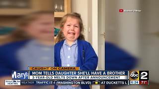 Girl has meltdown over getting a baby brother