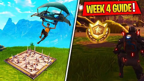 Fortnite WEEK 4 CHALLENGES GUIDE! Treasure Map Location, Trap Eliminations (Battle Royale Season 4)