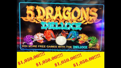 $1,050.00 win on 5 Dragons Deluxe Stars Slot Machine at Wildwood Casino in Cripple Creek, Colorado