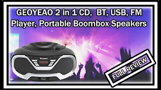 GEOYEAO 2 in 1 CD Player Portable Boombox Speaker EVP-201 Bluetooth/FM/USB/AUX FULL REVIEW & Manual