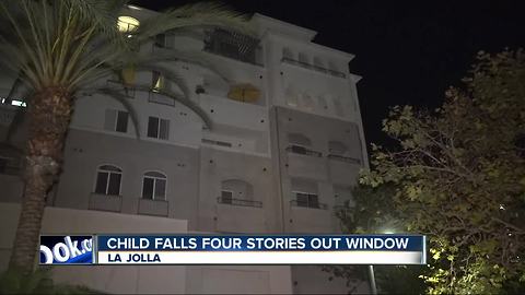 Child falls out four-story high window in La Jolla