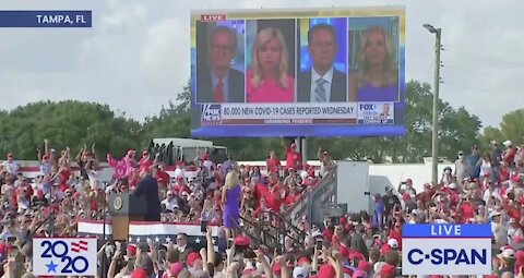 Trump Invites Press Sec on Stage, Plays Video of Her on Giant Screen Just to Trigger the Libs