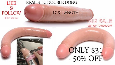 Realistic Double Dong, Flesh, 17.5" Length x 2.5" Diameter (AF145-Flesh-Parent)