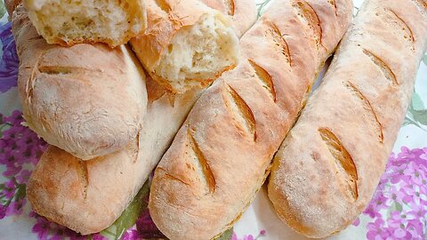 One of the BEST and fastest BREAD RECIPES! Baguette with basil! Anyone can do it.
