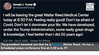 The president says he will be leaving Walter Reed on Monday night