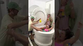 My BOYFRIENDS PRANKED Me in Worlds Largest Toilet Surprise Egg Pool with Water Balloons 2