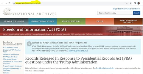 a/o 8/25/2022 Records Release PRA Trump Admin / US v. Sealed Search Warrant (9:22-mj-08332)