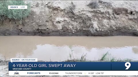 4-year-old girl swept away in floodwaters in Graham County