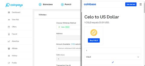 How To Get Free Celo CGLD Cryptocurrency Paid To Click At Coinpayu And Instant Withdraw