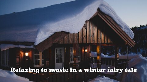 Relaxing to music in a winter fairy tale