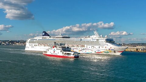 Norwegian Star NCL cruise leaving Southampton 16th Sept 2022 to Le harve 4k drone aerial footage