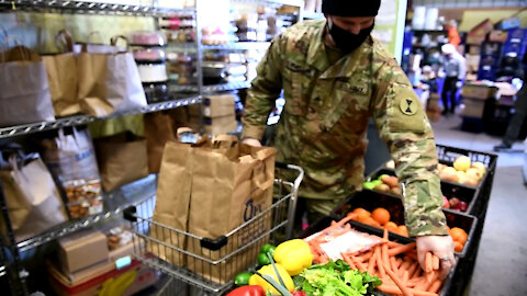 Washington National Guard work at food bank in Ballard