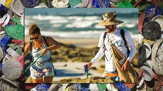 Environmental team walking throughout Florida, cleaning up beaches