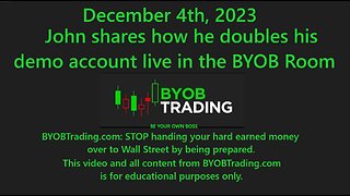 Dec. 4, 2023 John Shares how he doubles his account live in front of traders in the BYOB Rm.