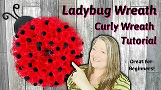 Ladybug Wreath ~ How to Make a Basic Curly Deco Mesh Wreath ~ Curly Wreath Tutorial ~ Spring Wreath