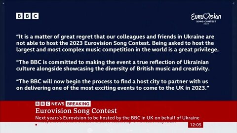 BBC News - Eurovision to be hosted by the BBC in UK