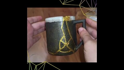 Breaking a ceramic mug slow motion and then fixing it with GOLD, ancient Japanese style