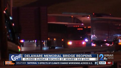 Gas leak shuts down Del.Memorial Bridge