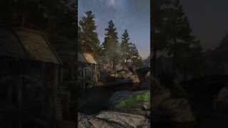 Fall Asleep Fast | Skyrim Camping Near Frost River Sawmill | ASMR Nature & Rain Sounds! | Shorts 02