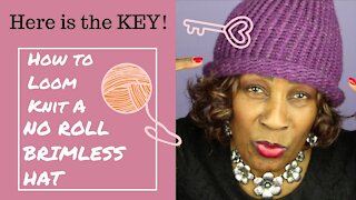How to Make NO Roll Brimless Loom Knit Hats - Loom Knitting With Wambui Made It