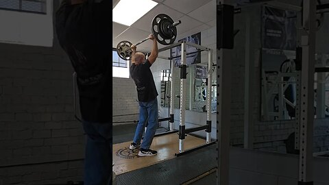 215lbs Military Press for a few reps, Crazy old man