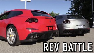 Supercar Rev Battle: Ferrari Twin Turbo V8 vs Naturally Aspirated V12!