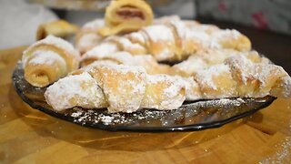 Romanian Melt in the Mouth Strawberry Gem Horn Shaped Cookies