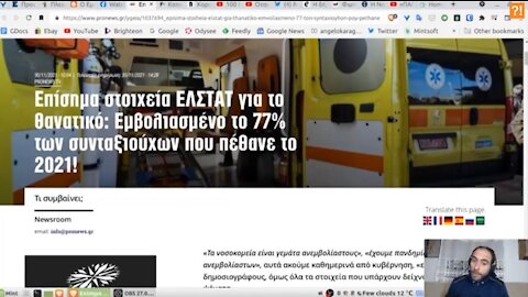 Α2 Ε Δεκ 10-2021 Άγγ Καραγεώργος / ΕΛΣΤΑΤ για θανατικό & Καταπέλτης ο καρδιολόγος Κω/νος Αρβανίτης