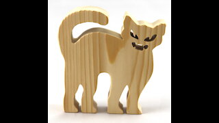 Handmade Wood Halloween Cat Cutout