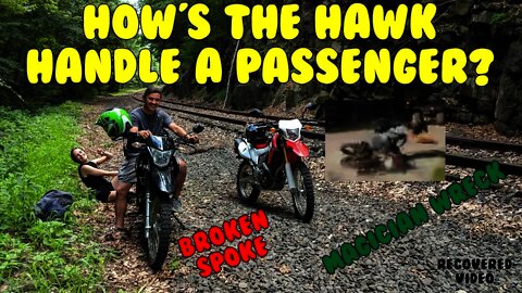 [E51] Hawk 250 handle a passenger? Magician crash, Honda CRF250 ride on RR tracks. broken spoke