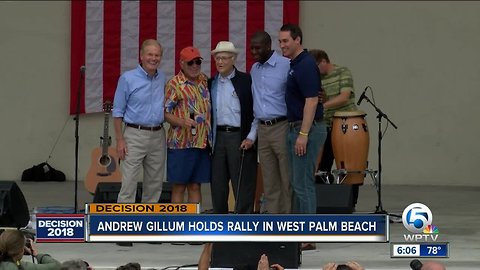 Jimmy Buffett joins Andrew Gillum and Sen. Nelson at West Palm Beach campaign stop