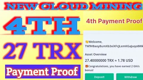 new cloud mining | 4th payment proof trx mining | 27 TRX ka payment proof