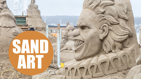 Sand artists create stunning sculptures for circus themed festival
