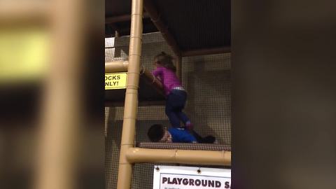 Tot Boy Helps His Baby Sister To Get To The Next Level