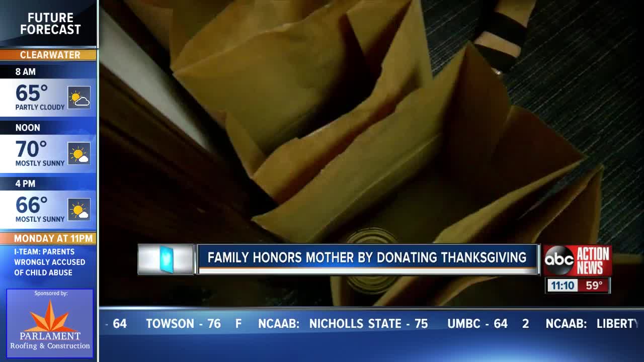Family honors mother by donating Thanksgiving meal