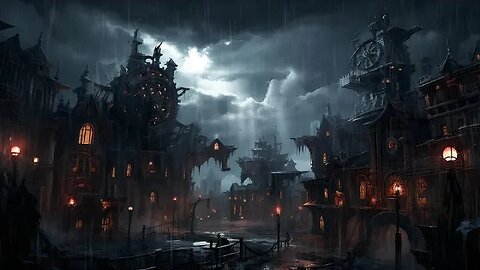 Dark Steampunk Music | Thunderstorm Sounds ⛈️ | Thunder City Ambience