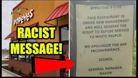 RACIST message posted at Popeyes drive thru REFUSES service to WHITE PEOPLE!