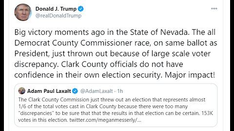 President Trump tweets about Clark County Commission election results
