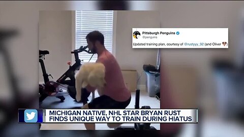 Michigan native, NHL star Bryan Rust trains with dog during hiatus