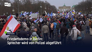 Friedensdemo in Berlin: Sprecher wird von Polizei abgeführt