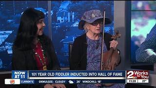 101-year-old fiddler Violet Hensley visits 2 Works for You