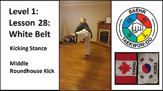 Baehr Taekwondo: 01-28: White Belt: Kicking Stance - Middle Roundhouse kick