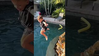 Reverse jumping into the pool!!!￼