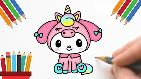 Como Desenhar MY MELODY UNICÓRNIO 🦄 #hellokitty #mymelody #unicorn