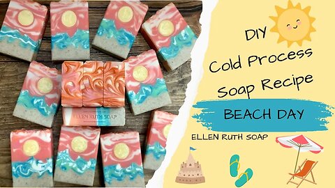 DIY Cold Process Soap Recipe - Making 🏖️ BEACH DAY ☀️ w/ Coconut Milk | Ellen Ruth Soap