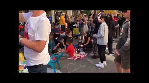 Calgary Canadians Picnic Protest Outside Of Restaurants