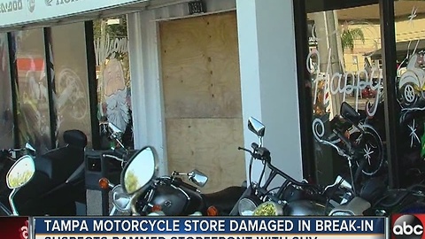 SUV rammed into front of Tampa motorcycle shop in theft attempt