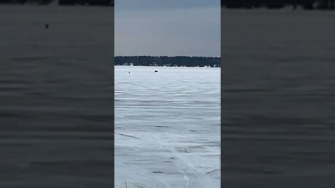 Wind sled on Lake Superior between Bayfield and Madeline Island. #bayfieldwi