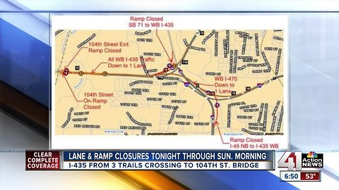 Expect to see major lane, ramp closures this weekend on parts of I-435