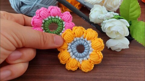 📌How to crochet popcorn flowers